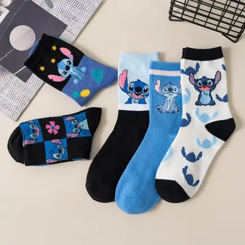 Disney Stitch Socken Anime Lilo & Stich Baumwolle Mittel rohr Strümpfe Cartoon Stich Puppen Strümpfe