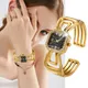 Montre de luxe carrée à biscuits pour femme petit cadran acier inoxydable montres-bracelets