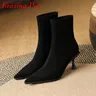 Krazing Pot-Bottes de rinçage pointues pour femmes Flock Sexy Parker Bottes d'hiver chaudes et