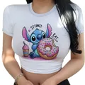 T-shirt Disney pour femme haut court point vêtements moulants streetwear jeune femme mode des
