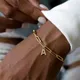 Bracelet à breloques avec lettre initiale pour femme document en or simple 26 lettres initiales