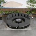Latitude Run® 9-Piece Outdoor Patio Furniture Luxury Circular Outdoor Sofa Set Rattan Wicker Sectional Sofa Set in Gray | Wayfair