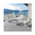 Hokku Designs Raheeb 5 - Person Outdoor Seating Group w/ Cushions in Gray/White | 26.77 H x 78.74 W x 27.16 D in | Wayfair