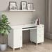 Hokku Designs Manshi 53" W Rectangle Executive Desk w/ & Cabinet Wood/Metal in White | 29.5 H x 53 W x 18 D in | Wayfair