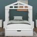 Latitude Run® Gerani House Bed w/ Bench, Socket & Shelves Wood in White | 51.2 H x 58.9 W x 90.6 D in | Wayfair 462BE7ACFDB7461DB0979E306667B3E5