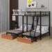 Mason & Marbles Grattan Full Over Twin Bunk Bed w/ Drawers Metal in Black | 70 H x 77.6 W x 96.8 D in | Wayfair 5104F1E431D74F9BBB0135856160DACA