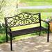 Astoria Grand Marlowes Metal Outdoor Bench in Brown | 35 H x 50 W x 24 D in | Wayfair 4D227A9109CC42A5830FA822ED94660C