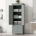 Darby Home Co 70” Tall Bathroom Storage Cabinet, Wooden Floor Cabinet w/ 2 Drawers & 2 Doors, Gray | 62.5 H x 24 W x 15.7 D in | Wayfair