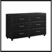 Hokku Designs Contemporary Design Black Dresser 1Pc 6X Drawers Faux Leather Upholstery Plywood Engineered Wood_32.5" H x 56.5" W x 16" D | Wayfair