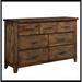 Loon Peak® Classic Burnished Brown Dresser 1Pc Solid Rubberwood 7 Drawers Transitional Design Bedroom Furniture Rustic Look_39.25" H x 62.25" W x 17.75" D | Wayfair