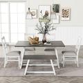 Red Barrel Studio® 6-Piece Dining Table Set Wood in Gray/White | 29.7 H x 35.4 W x 59 D in | Wayfair 0D765CE71E544CBB911130E679E64231