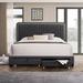 wtressa LED Headboardstorage Bed Wood & /Upholstered/Linen in Gray | 47.5 H x 64 W x 84 D in | Wayfair YP0327-W1867121465