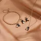 Bear Jewelry Stainless Steel Necklace Bracelet Earring Set Black Seashells Fashion Jewelry