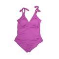 Jantzen One Piece Swimsuit: Purple Solid Swimwear - Women's Size 14