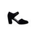Eileen Fisher Heels: Slip-on Chunky Heel Minimalist Black Solid Shoes - Women's Size 6 1/2 - Round Toe