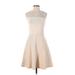 Ann Taylor Casual Dress - Party High Neck Sleeveless: Ivory Solid Dresses - Women's Size Small