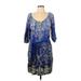 Petticoat Alley Casual Dress: Blue Batik Dresses - Women's Size Large