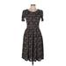 Lularoe Casual Dress - Midi: Black Argyle Dresses - Women's Size Medium