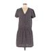 Gap Outlet Casual Dress - DropWaist V-Neck Short sleeves: Gray Dresses - Women's Size Medium