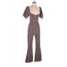 Free People Jumpsuit Plunge Short sleeves: Brown Jumpsuits - Women's Size X-Small