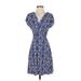 As U Wish Casual Dress - Wrap: Blue Print Dresses - Women's Size Small