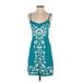 INC International Concepts Casual Dress: Teal Floral Motif Dresses - Women's Size Small