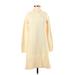 Pomander Place Casual Dress - Sweater Dress High Neck 3/4 sleeves: Yellow Solid Dresses - Women's Size X-Small