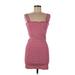 Solid & Striped Casual Dress - Mini Square Sleeveless: Red Print Dresses - Women's Size Medium