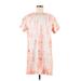 Old Navy Casual Dress - Shift High Neck Short sleeves: Orange Tie-dye Dresses - Women's Size Medium