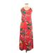 Old Navy Casual Dress - Midi V-Neck Sleeveless: Red Floral Dresses - Women's Size X-Small