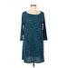 Ann Taylor LOFT Casual Dress - Sweater Dress: Teal Marled Dresses - Women's Size Medium Petite