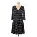 Eliza J Casual Dress - A-Line V Neck 3/4 sleeves: Black Dresses - Women's Size 6