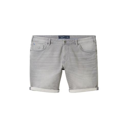 TOM TAILOR Herren Plus - Jeansshorts, grau, Uni, Gr. 46