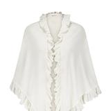 Minnie Rose Cotton Cashmere Ruffle Shawl - White