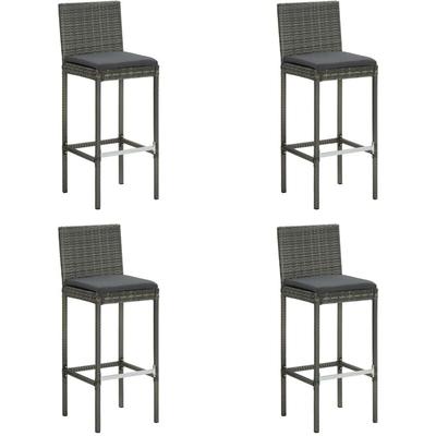 Vidaxl - Garten-Barhocker mit Kissen 4 Stk. Grau Poly Rattan