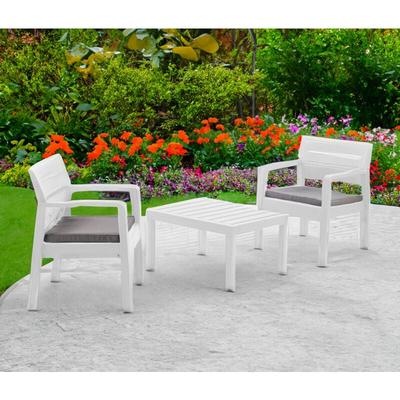 Outdoor-Lounge-Set Dalfier, Gartengarnitur mit 2 Sesseln und 1 Couchtisch, Innen- und