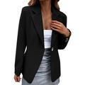 JDEFEG Jacket Junior Women Casual Solid Single Button Lapel Long Sleeve Slim Suit Temperament Coat for Ladies Women Petite Coats Winter Polyester Black S