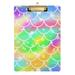 Rainbow Pattern Clipboard Acrylic Clipboards Standard A4 Letter Size 12.5 X 9 with Retractable Hanging Tab Clip Board for Teacher Kids Students Office