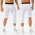 Basketball Sport Leggings Mens 3/4 One Leg Compression Tights Basketball Pants Running Fitness Exercise Cycling Leggings M WHITE