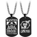 Anime One Piece Wanted Poster Pendant Necklace Titanium Steel Chain Manga Necklaces