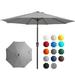 SERWALL 9 Outdoor Market Patio Umbrella W/ Push Button Tilt And Crank Light Gray