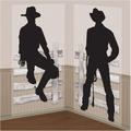 Black Silhouette Cowboys Scene Scetter Add-Ons - 65 x 33.5 (Pack of 2) - Easy-to-Install Plastic Backdrops for Western Themed Parties and Events