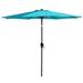 SERWALL 9 Outdoor Market Patio Umbrella W/ Push Button Tilt And Crank Light Blue