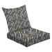 2-Piece Deep Seating Cushion Set Abstract geometric orange sticks blue gray seamless pattern Outdoor Chair Solid Rectangle Patio Cushion Set