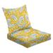 2-Piece Deep Seating Cushion Set Seamless abstract pattern scales Primrose Yellow color Outdoor Chair Solid Rectangle Patio Cushion Set