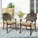 Magic Union Set of 2 Cast Aluminum Patio Dining Chairs All-Weather Stackable Outdoor Dining Chairs with Adjustable Feet Outdoor Bistro Chairs for Balcony Backyard