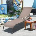 YZboomLife Patio Lounge Chair Outdoor Chaise Lounge with 5 Adjustable Backrest Sturdy Steel Frame Sunbathing Recliner Beach Chair Tanning Chair for Outside Yard Balcony Pool Chair