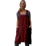 XLZWNU Womens Dresses Overalls for Women Red Dresses for Women Women Cotton Linen Pinafore Square Cross Apron Garden Work Pinafore Dress Girls Dresses Young Adult Dresses 1Pc Dress Red S