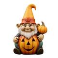 Pumpkin Gnome White Bearded Gnome Statue Halloween Autumn Pumpkin with Lights Decoration Resin Home Statue Autumn Pumpkin Gnome Statue Decorations Garden Patio Gifts (D)