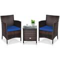 YFbiubiulife 3 Piece Patio Set Outdoor Rattan Conversation Set with Coffee Table Chairs & Thick Cushions Patio Sectional Sofa Set Wicker for Patio Garden Lawn Backyard Pool Bei